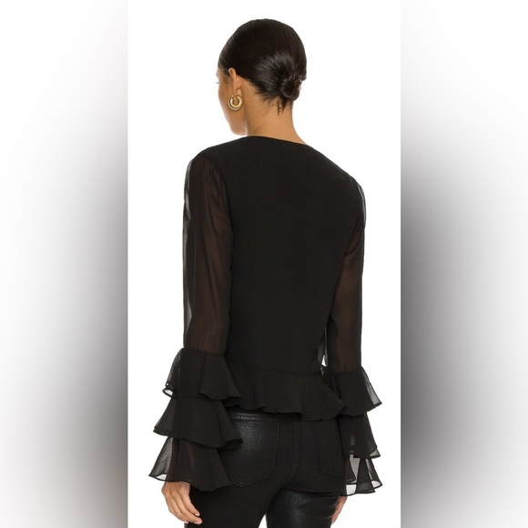 Tularosa Winnie Black Ruffle Sleeve Blouse xs fairy cottage revolve flowy sheer - Picture 4 of 7